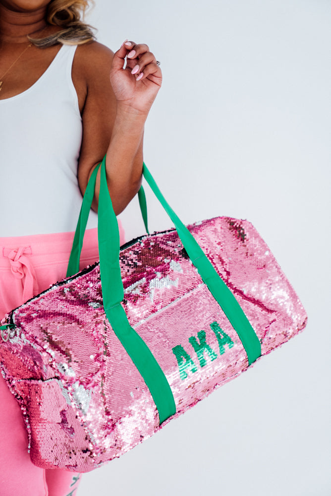 Pink and green Alpha Kappa Alpha Luggage Bag 